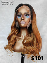 {LAST-PIECE-CLEARANCE} Ombre Honey Blonde Body Wave 13x4 Human Hair Lace Front Wig