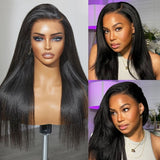 Skin Melt Full Lace (Whole Lace Cap) Light Yaki Delicate Hairline Human Hair Lace Wig