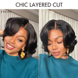 Pixie Glam 4x4|13x4 Short Pre-styled Pix Cut Ombre Brown Human Hair Lace Front Wig