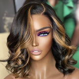{50% Off US ONLY} 13x4 Transparent Lace Human Hair Highlight Bob Wig