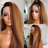 CLEARANCE 360 Lace Invisible Strap 250% Human Hair Lace Wig Colored Yaki