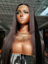 13x4 Knot-Free FULL FRONTAL HD Skin Melt Lace Preplucked Human Hair Lace Wig | Light Yaki