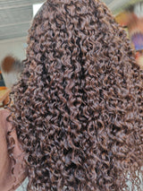 KNOT-FREE - 13x6 Skin Melt Lace Preplucked Human Hair Frontal Wig | Brown Curls