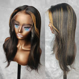 9x6/13X6 Fitted Cap Glueless Drawstring Layered Highlight Wavy Lace Wig