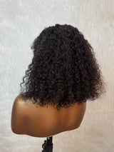 {LAST-PIECE-CLEARANCE} 9x6 Drawstring 4C Edege Skin Melt Lace Glueless Human Hair Curly Bob Wig