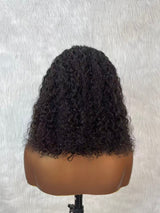 {LAST-PIECE-CLEARANCE} 9x6 Drawstring 4C Edege Skin Melt Lace Glueless Human Hair Curly Bob Wig
