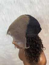 {LAST-PIECE-CLEARANCE} 9x6 Drawstring 4C Edege Skin Melt Lace Glueless Human Hair Curly Bob Wig