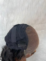 {LAST-PIECE-CLEARANCE} 7x5 Drawstring Skin Melt Lace Glueless Human Hair Wavy Wig with Bang