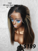 {LAST-PIECE-CLEARANCE} 13x6 HD Lace Raw Hair Yaki Highlight Human Hair Frontal Wig