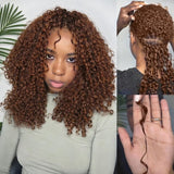Soft Feather Crochet Braid Brown Kinky Curly Human Hair Extensions