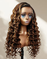 Upgraded 13x6 Fitted Cap Glueless Skin Melt Lace Front Wig Kinky Loose Highlights