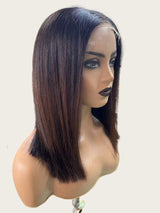 {Clearance} Glueless 13x6 Fitted Cap Ear Tap 250% Skin Melt Lace Front Wig Ombre Colored Bob