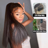 370 Fitted Cap Invisible Strap Skin Melt Lace Frontal Wig | Yaki Straight