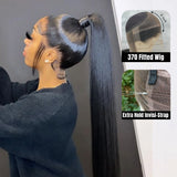 {Clearance} 370 Fitted Cap Invisible Strap Skin Melt Lace Frontal Wig | Silky Straight