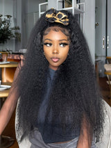 13x4 Knot-Free FULL FRONTAL HD Skin Melt Lace Preplucked Human Hair Lace Wig | Kinky