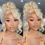 613 Blonde Invisible Strap Preplucked Human Hair 360 Lace Wig