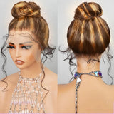 {Clearance} 360 Lace Invisible Strap 250% Human Hair Lace Wig Highlight Body Wave