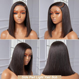 5x5 Closure Preplucked Virgin Human Hair Lace Wig | Side Part Yaki Bob