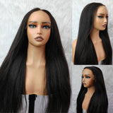 6x5 Drawstring Glueless Transparent Lace Closure Wig Yaki Straight