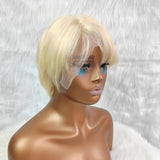 613 Blonde Short Pixie Cut Prestyled Human Hair Lace Wig
