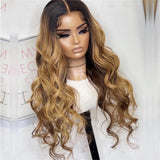 {50% Off US ONLY} 13x4/13x6 Transparent Lace Human Hair Ombre Blonde Wavy Wig
