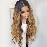 {50% Off US ONLY} 13x4/13x6 Transparent Lace Human Hair Ombre Blonde Wavy Wig