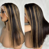 {50% Off US ONLY} 13x4 Transparent Lace Preplucked Human Hair Highlight Bob Lace Front Wig