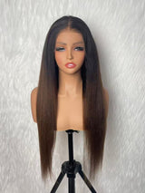 {LAST-PIECE-CLEARANCE} 13x6 Knot-Free Ombre Auburn Brown Fitted Skin Melt Lace Yaki Straight Human Hair Wig