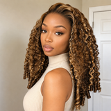 {Blowout Sale} 4X4/13x4 Transparent Lace Wig 250% Burmese Curls Highlight Human Hair Wig