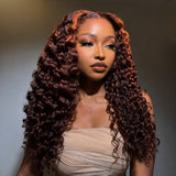 13x4/13x6 Ginger Highlight Pre-Plucked Human Hair Lace Frontal Burmese Curly Wig