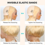 613 Blonde Invisible Strap Preplucked Human Hair 360 Lace Wig