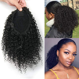 Drawstring Ponytail Human Hair Curly Extension