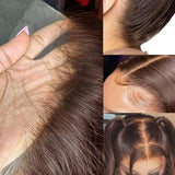 13x4 3D FULL FRONTAL Skin Melt Lace Preplucked Human Hair Lace Front Wig Brown Straight