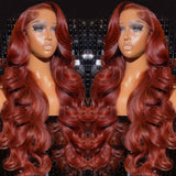 Dominique | Reddish Brown/Auburn Body Wave Human Hair Lace Front Wig
