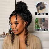 370 Fitted Cap Invisible Strap Skin Melt Lace Frontal Wig | Burmese Curls