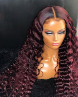 Imani | Ombre Burgundy Pre-Plucked 13X6 Human Hair Lace Front Wig Loose Wave