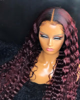 Imani | Ombre Burgundy Pre-Plucked 13X6 Human Hair Lace Front Wig Loose Wave