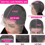 {Endofyear Clearance} 13x6 Full Hair Transparent Lace Human Hair 250% Frontal Wig Auburn Water Wave Reddish Brown