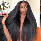 Pre-Cut Lace Glueless 6x4 Skin Melt Swiss Lace Preplucked Human Hair Wear Go Wigs Kinky