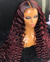 Imani | Ombre Burgundy Pre-Plucked 13X6 Human Hair Lace Front Wig Loose Wave