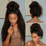 370 Fitted Cap Invisible Strap Skin Melt Lace Frontal Wig Highlight Water Wave