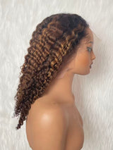 {LAST-PIECE-CLEARANCE} 360 Knot-Free Lagos Hairline Ombre Brown Fitted Skin Melt Lace Wig Burmese Curly