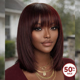 {50% Off US ONLY} 13x4 Transparent Lace Preplucked Human Hair 99J Bob Lace Front Wig