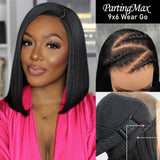 9x6 PartingMax HD Skin Melt Lace Wear Go Glueless Pre-cut Human Hair Lace Bob Wig