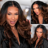 {Clearance} 360 Lace Invisible Strap 250% Human Hair Lace Wig Ombre Colored Body Wave
