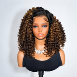 Upgraded 13x6 Fitted Cap Glueless Skin Melt Lace Front Wig Highlight Wand Curls