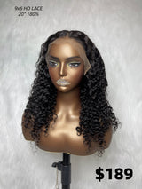 {LAST-PIECE-CLEARANCE} 9x6 Skin Melt Lace Glueless Human Hair Drawstring Wig Burmese Curls