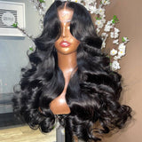 {Clearance} 13x4 Curtain Bang Prestyle Lace Wig 250% Human Hair Wig Body Wave