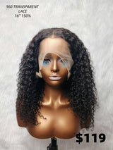 {LAST-PIECE-CLEARANCE} 360 Transparent Lace Lagos Hairline Human Hair Curly Wig with Invisible Strap