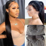 {Clearance} 360 Lace Invisible Strap 250% Human Hair Lace Wig Straight